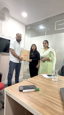 upGrad Surat office - student and parents with the counselling team after their study abroad session